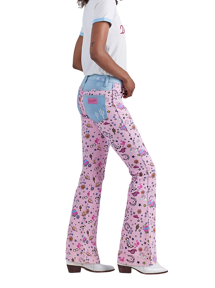 Wrangler Women's Retro High Rise Trouser Pink Jeans