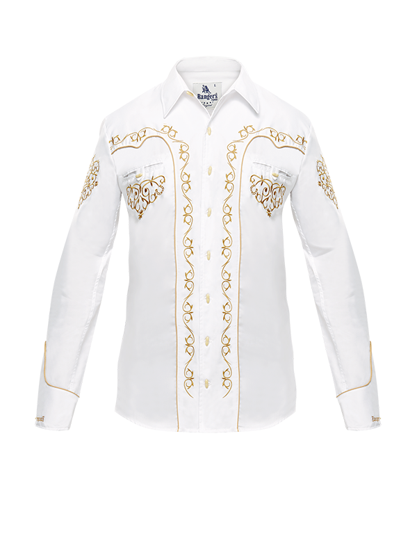 Ranger's Usa Men's White Charra Vaquera Tarugos Shirt