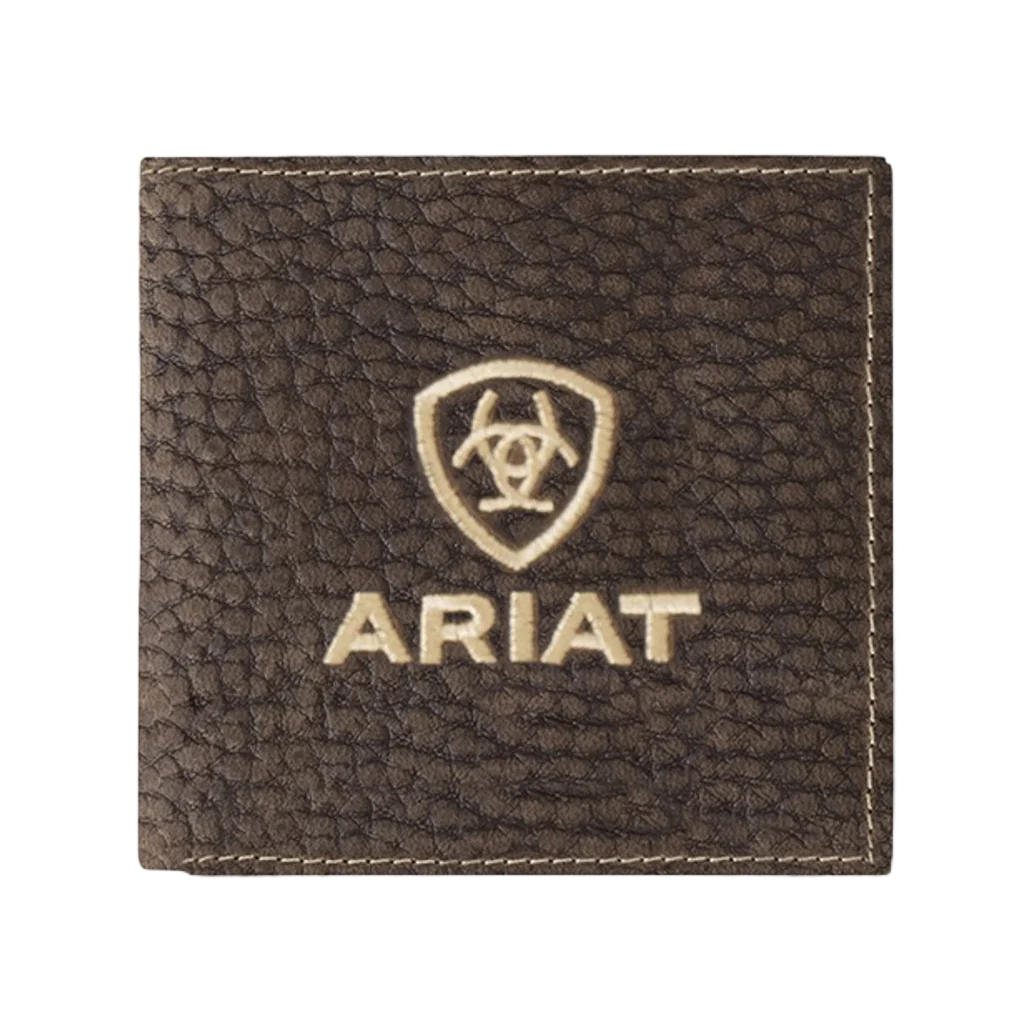 Ariat Men's Brown Bull Hide Bifold Embroidered Wallet