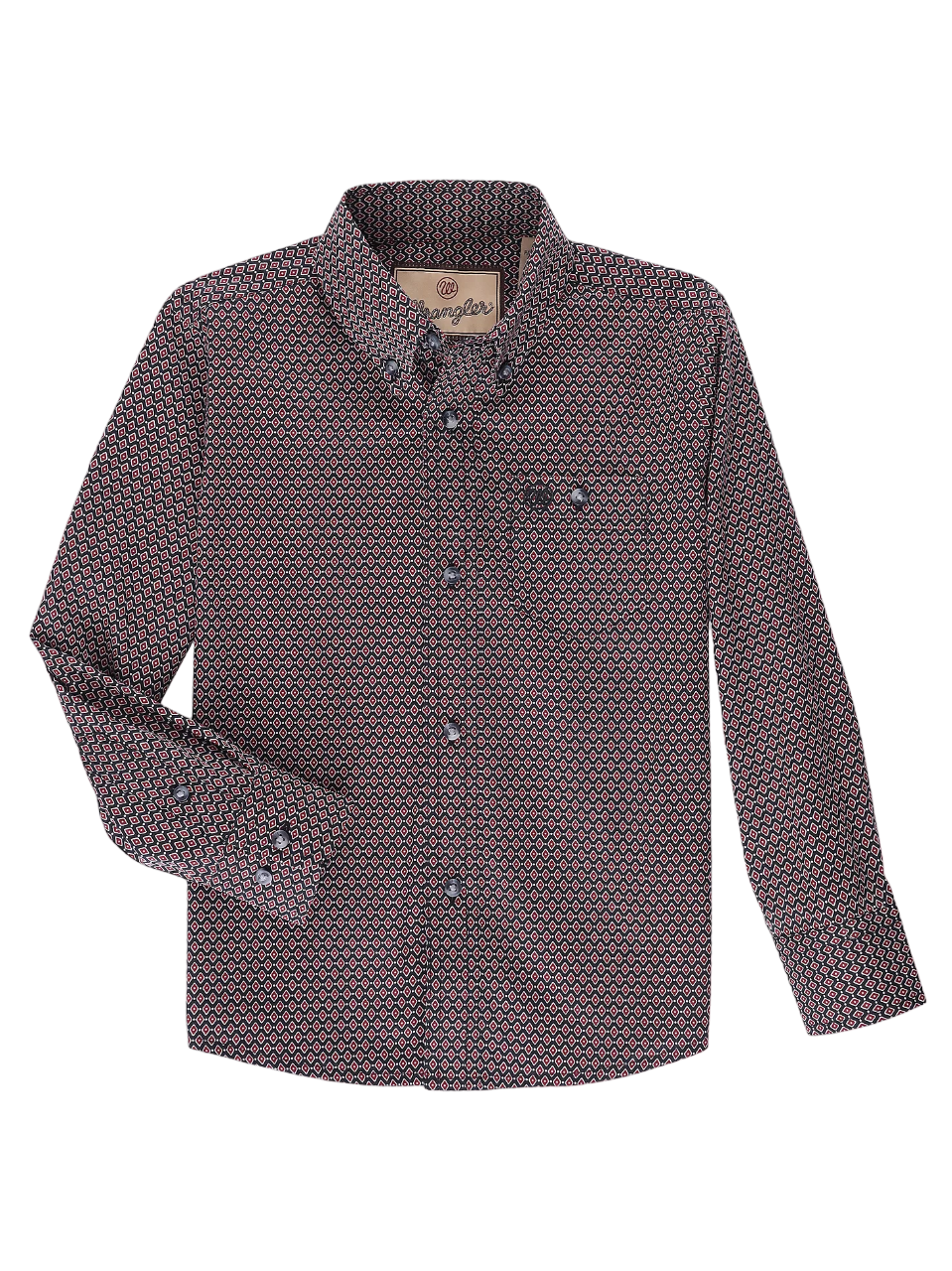 Wrangler Youth Boy's Classic Print Navy Red Chain Shirt