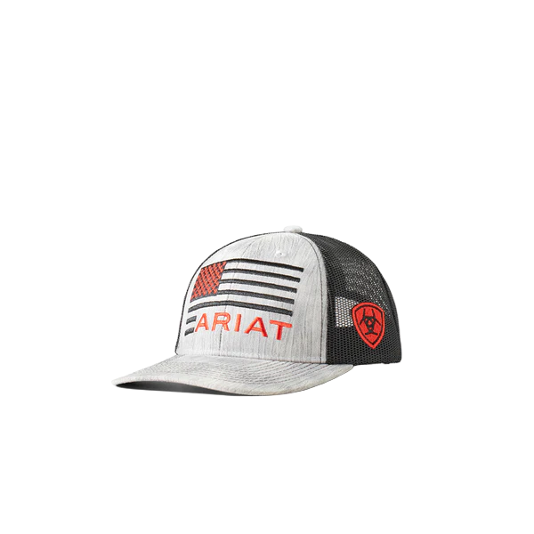 Ariat Youth Boy's Embroidered American Flag Grey Cap