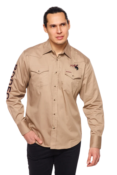 Avalon Men's Solid Rodeo Khaki Shirt