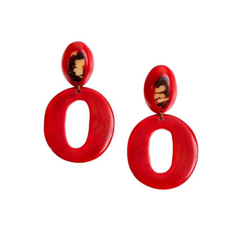 Tagua Women's Red Lucrecia Earrings
