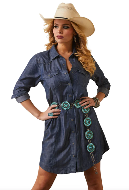 Ariat Women's Classic Denim Blue Shirt Dress