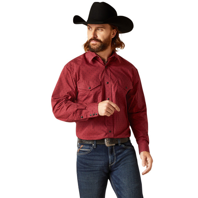 Ariat Men's Clothing Norwin Print Red Shirt
