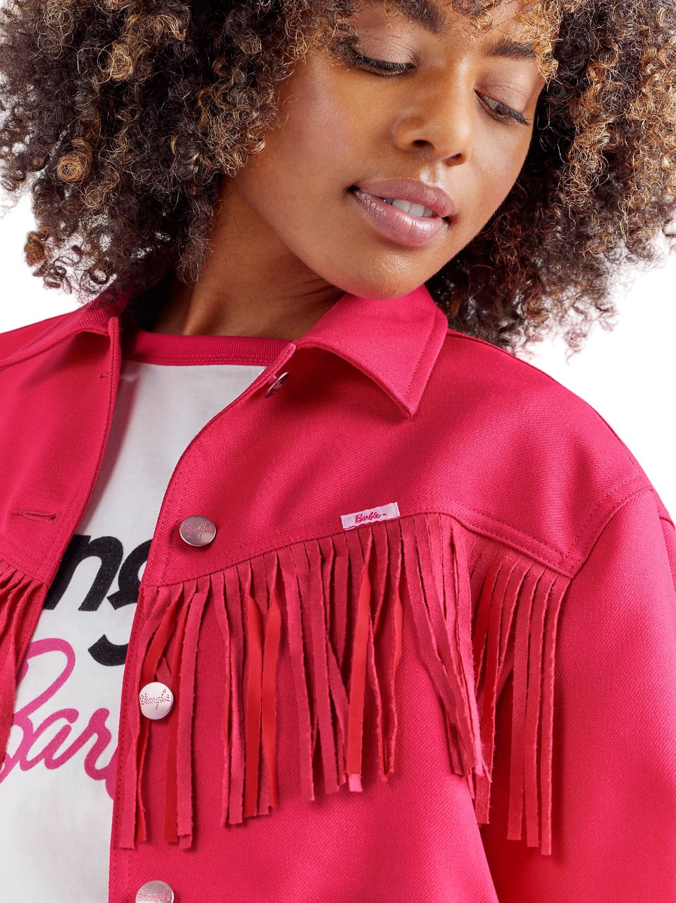 Wrangler Women's Barbie Fringe Wrancher In Barbie Pink Jacket