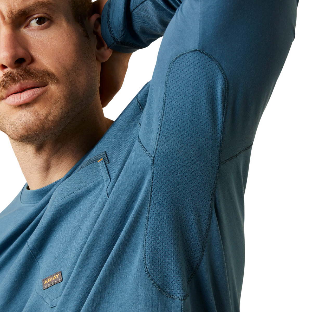 Ariat Clothing Men's Rebar Workman Logo Blue Shirt