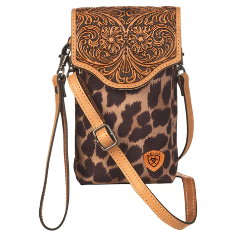 Ariat Women's Brown Leopard Tan Cellphone Bag