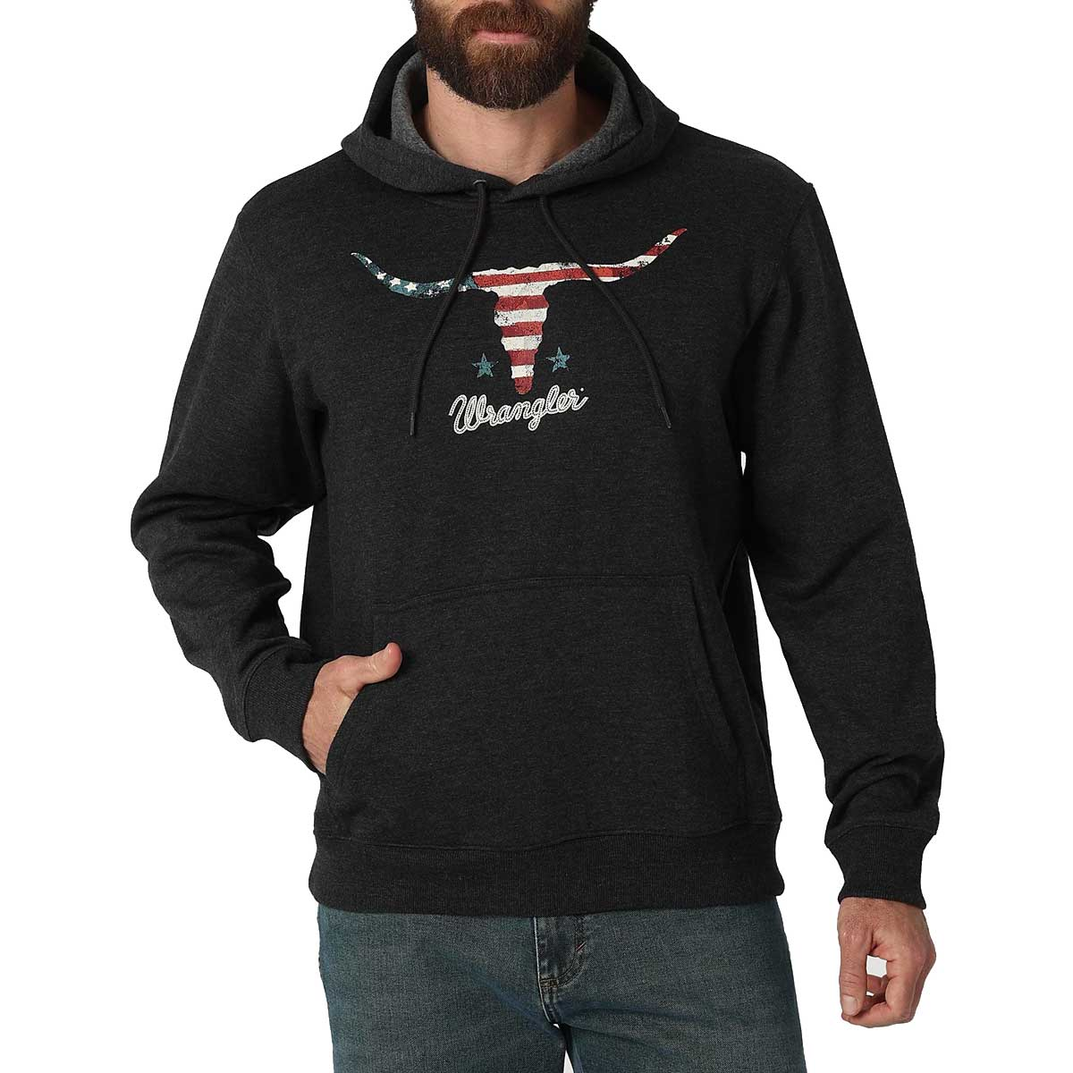 Wrangler Men's Longhorn American Flag Pullover Hoodie