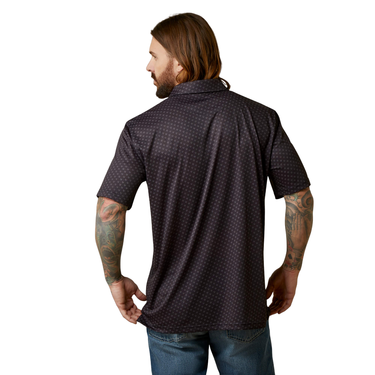Ariat Men's Black All Over Print Polo