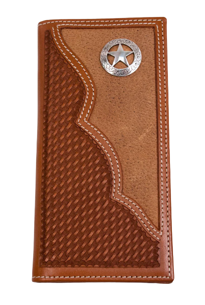 Western Style Cowboy Chrome Wallet with Concho Accent