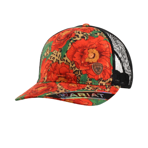 Ariat Women's Red Cheetah Floral Print Cap