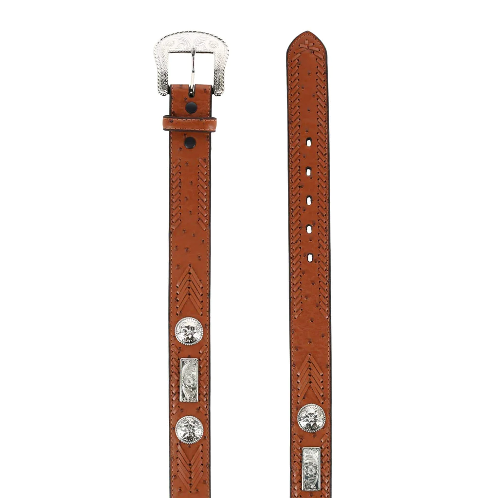 Rogers Whitley Men's Ostrich Print Peanut Brittle Belt