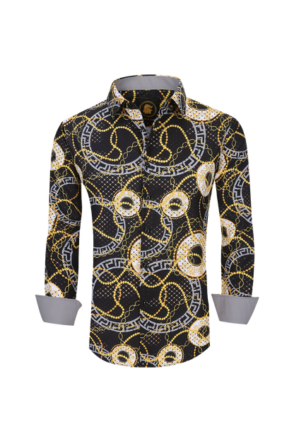 Avalon Men’s Western Slim Fit Circle Printed Shirt