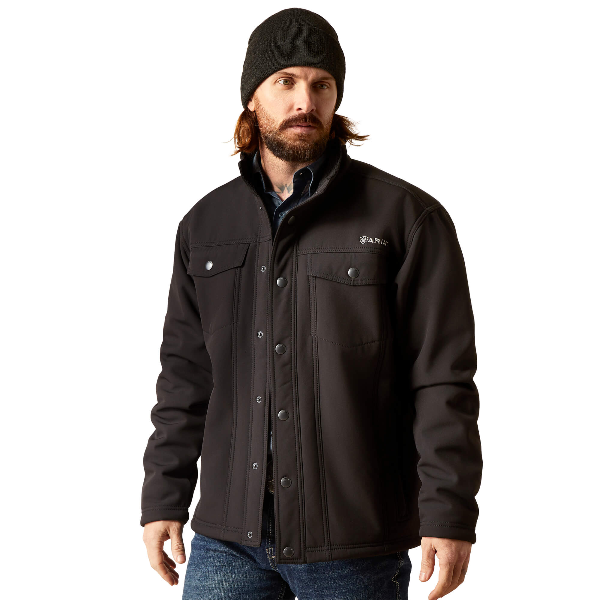 Western Sophistication: Ariat Men's Vernon Black Sherpa Jacket