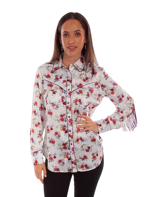 Scully Leathers Women's Satin Floral Shirt