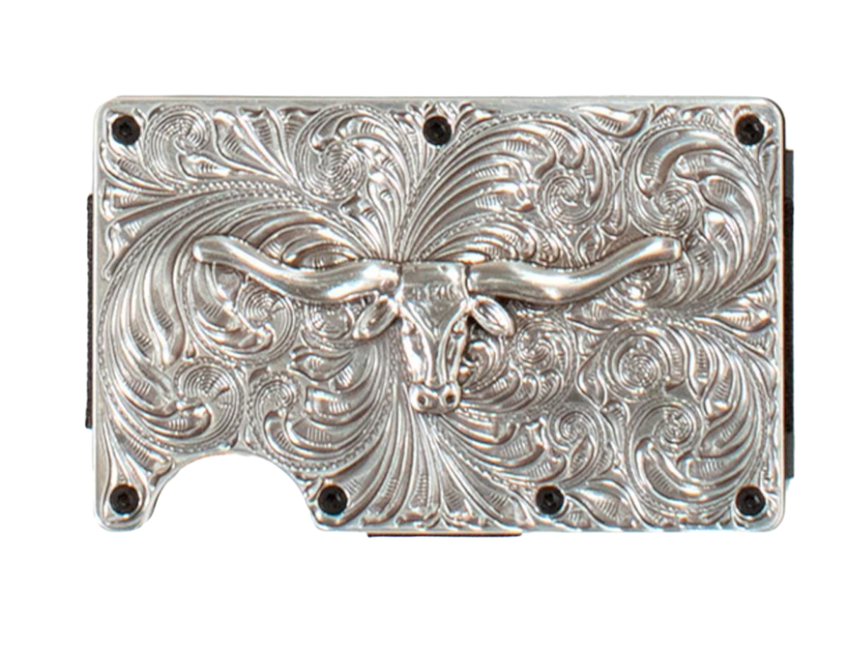 3D Men's Blocking Longhorn Silver Grey Wallet