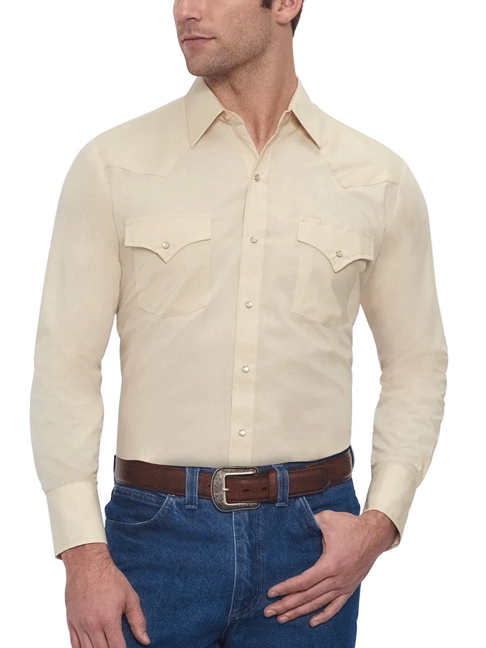 Ely Cattleman Mens Solid Western Ecru Shirt - Classic Style & Quality – The  Boot Jack
