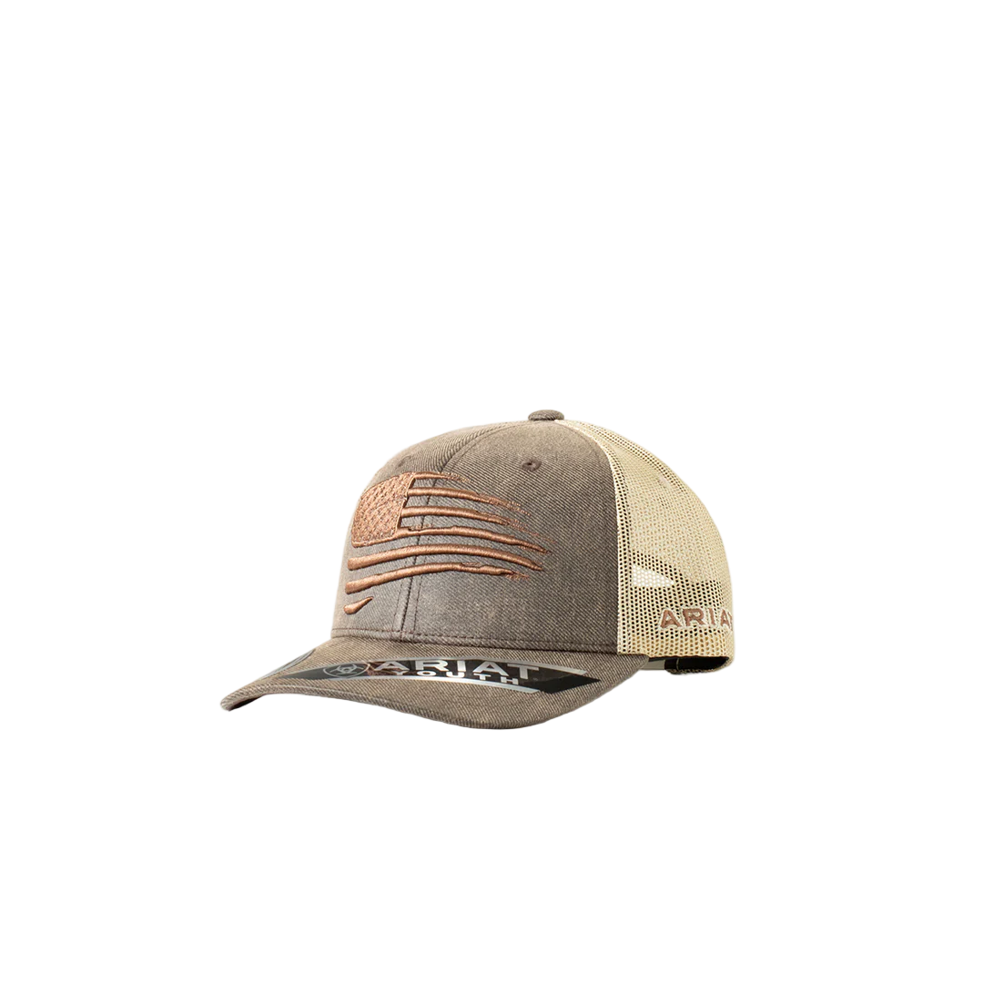 Ariat Youth Boy's Distressed Flag Brown Cap