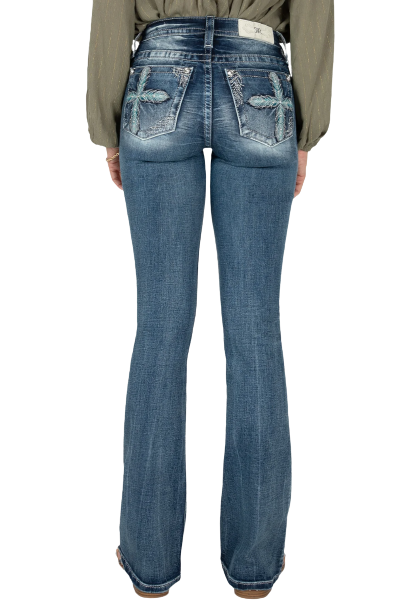 Miss Me Women´s Turquoise Feather Cross Bootcut Jeans