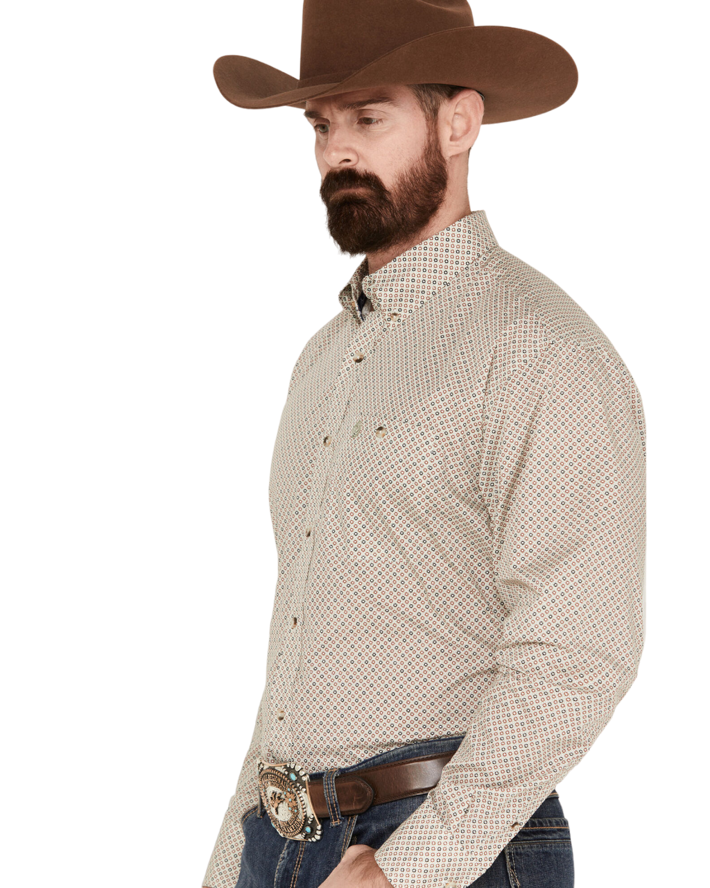 Wrangler Men's George Strait Long Sleeve Geo Print Western Shirt - Big