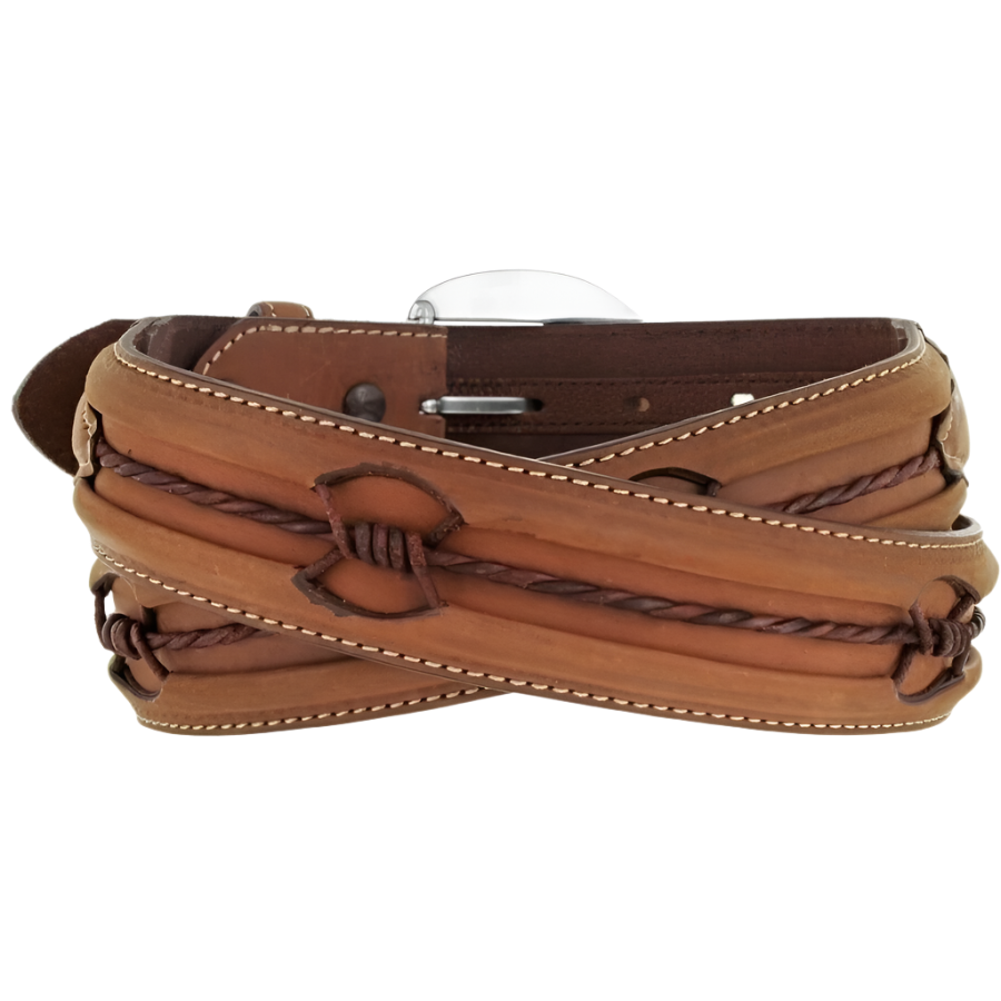 Justin Men's Fenced In Leather Brown Belt