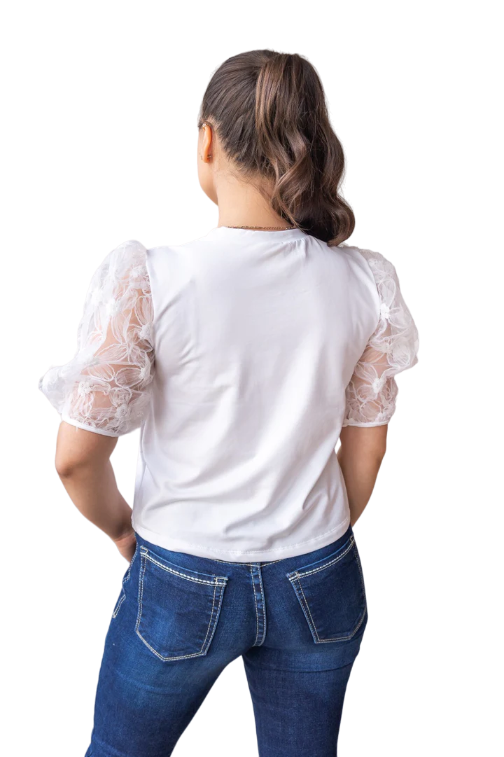 Southern Grace Women's Midnight Blossom White Floral Shirt