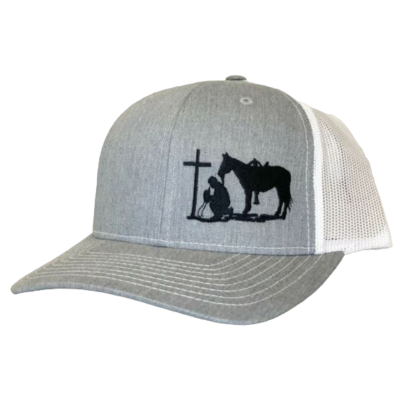 Dally Up Men's White Heather Cowboy Praying Cap