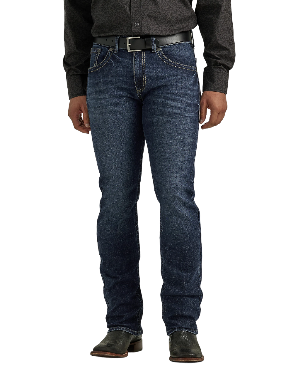 Wrangler Men's Rock 47 Slim Fit Straight Leg In Cowboy Kiss 2 Jeans