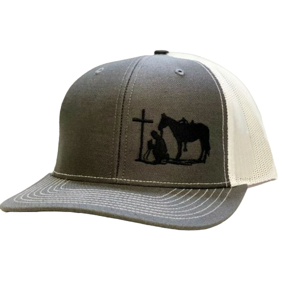 Dally Up Men's Grey Cowboy Praying Snapback Cap