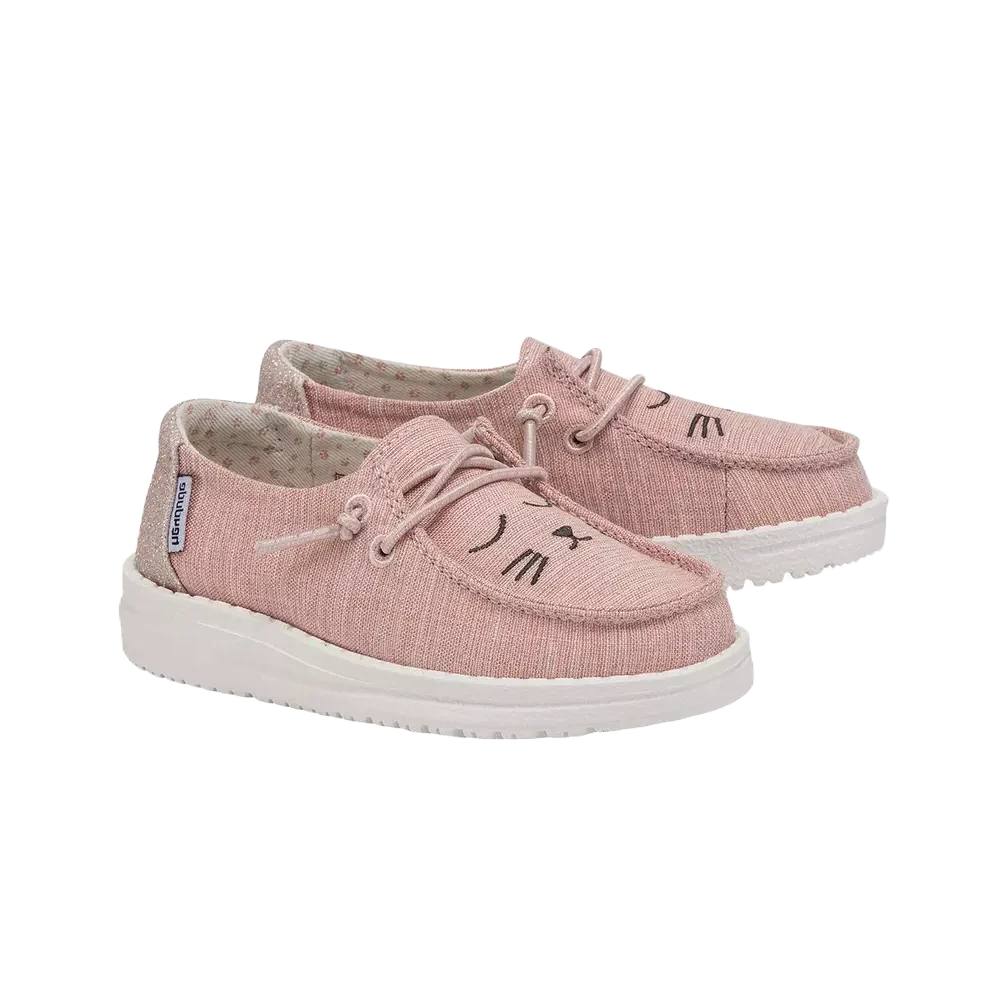 Hey Dude Wendy Youth Kid's Sparkle Kitty Pink Shoe