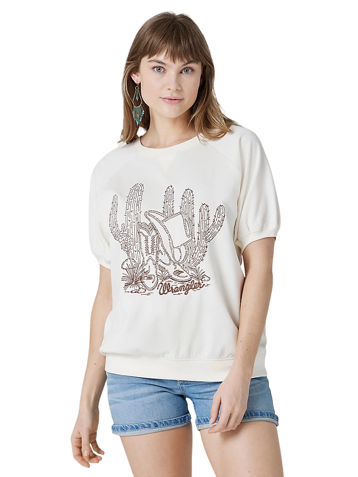 Wrangler Women's Western Puff Sleeve Pullover Shirt
