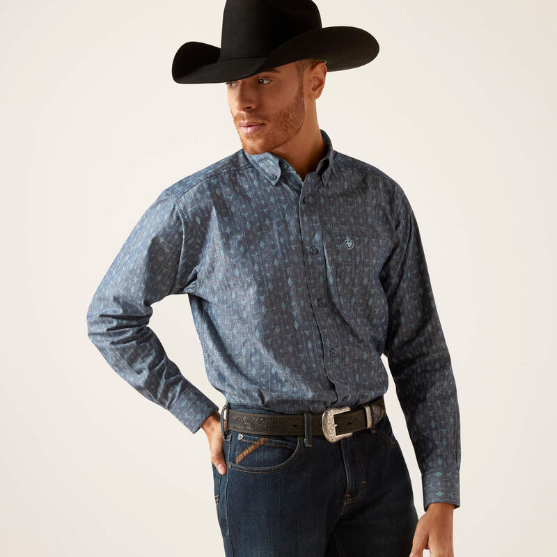 Ariat Men's Blue Graham Classic Fit Shirt - Big & Tall