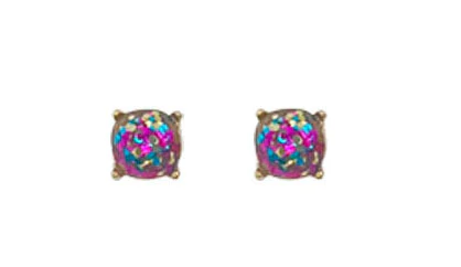 Southern Grace Women's Fuchsia Glitter Stud Earrings