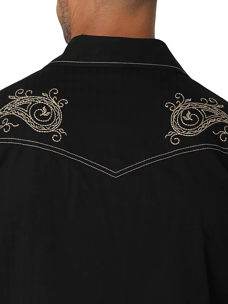 Wrangler Men's Yoke Slim Fit Black Western Shirt - Big