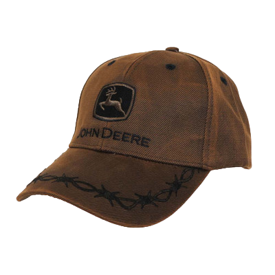 John Deere Men's Leather Look Cap | Brown Barbed Wire Hat