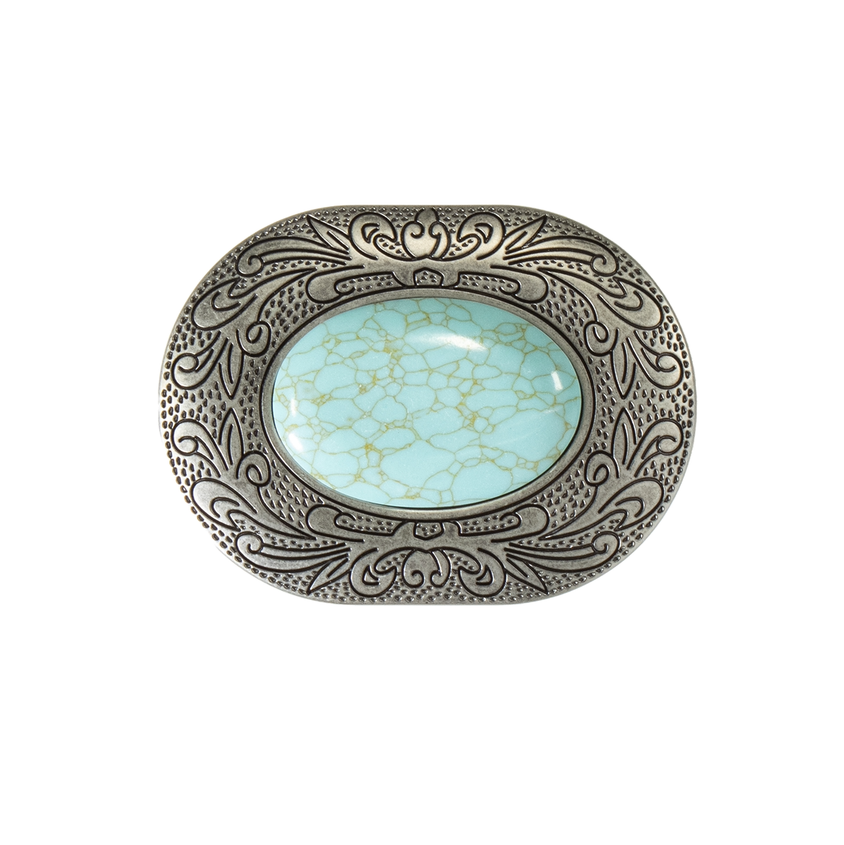 Blazin Roxx Women's Oval Stone Scroll Turquoise Buckle