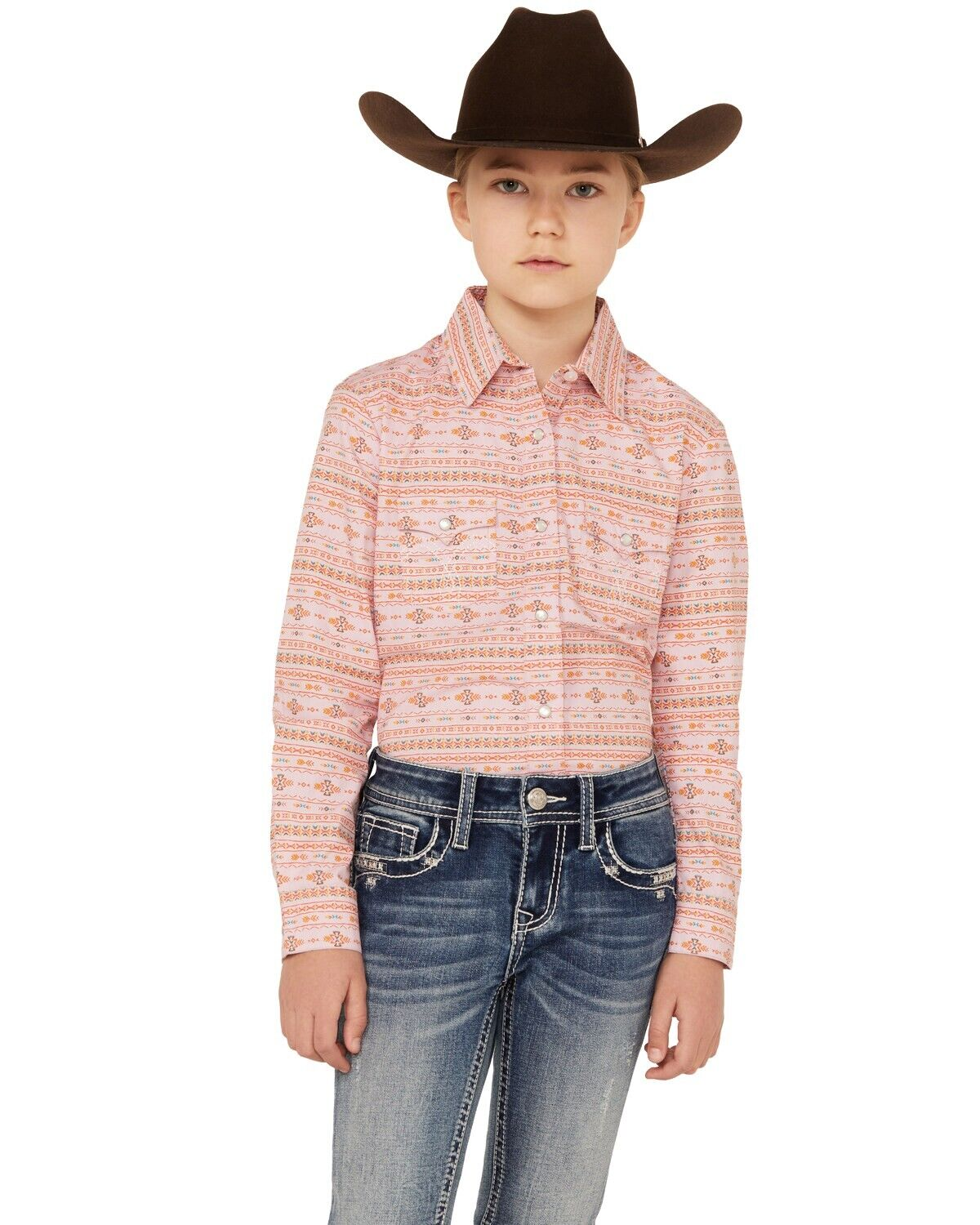 Panhandle Youth Girl's Southwestern Print Multicolor Shirt