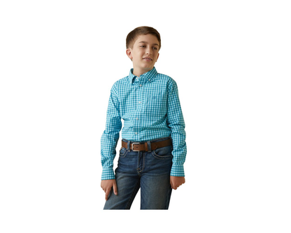 Ariat Boys Fit Long Sleeve Blue Shirt