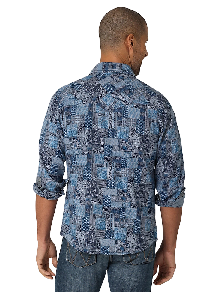 Wrangler Men's Retro Patwork Western Snap Shirt - Big