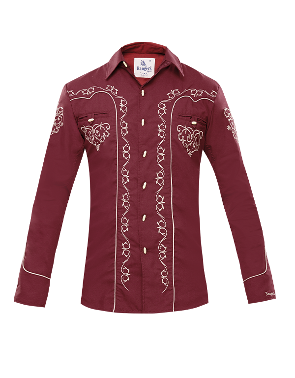 Ranger's Usa Men's Wine Charra Vaquera Tarugos Shirt