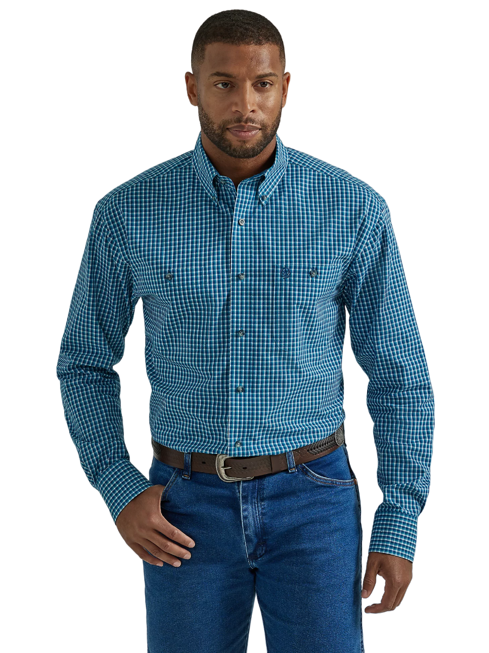 Wrangler Men's Turquoise George Strait Long Sleeve Shirt | The Boot Jack