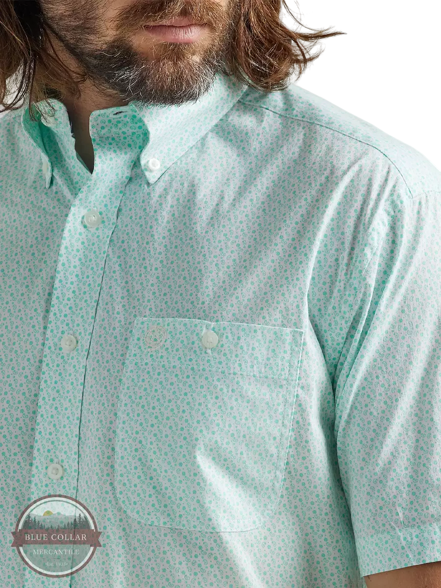 Wrangler Men's George Strait One Pocket Green Button Down Shirt - Big