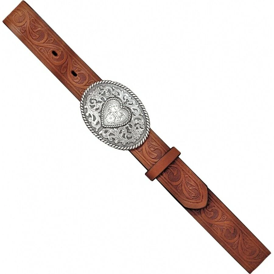 Justin Youth Girl's Aged Bark Scroll Brown Belt