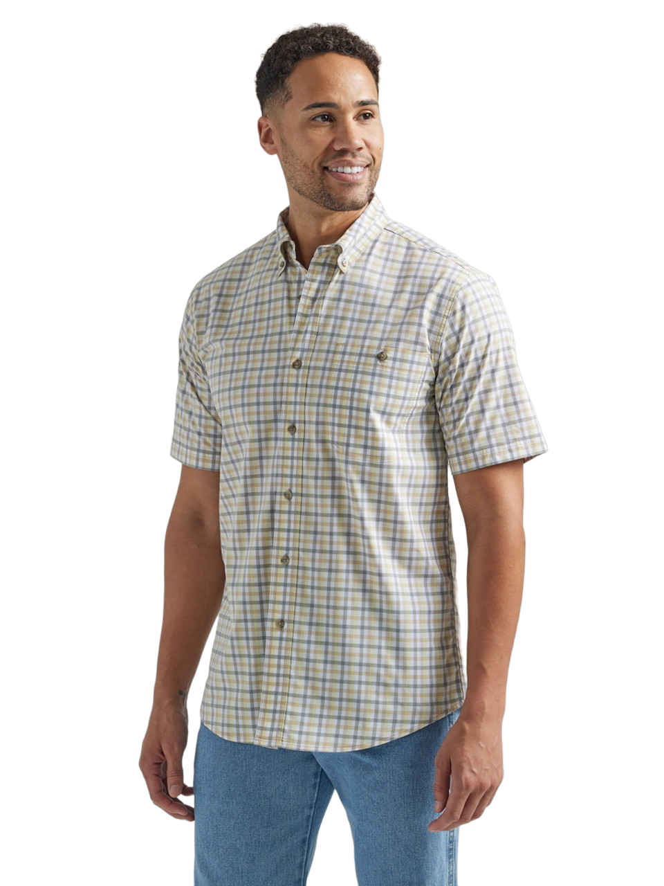 Wrangler Mens Rugged Wear Wrinkle Resist Plaid Shirt - Big