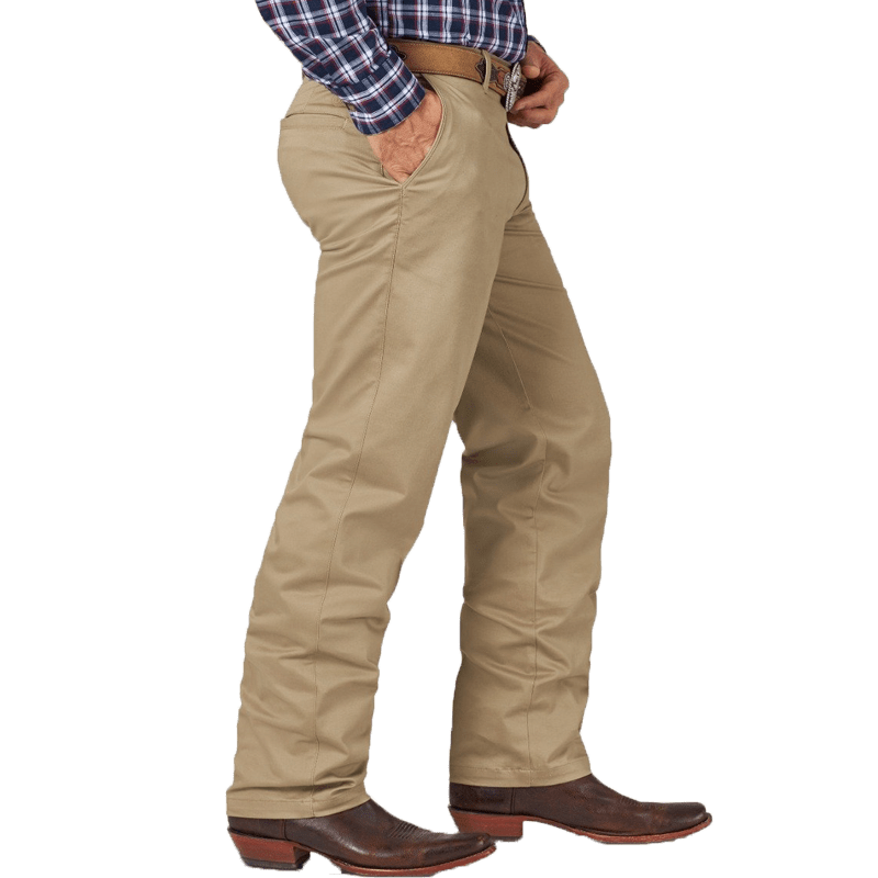 Wrangler Men's Stretch Twill Khaki Pants - Relaxed Fit, Flat Front