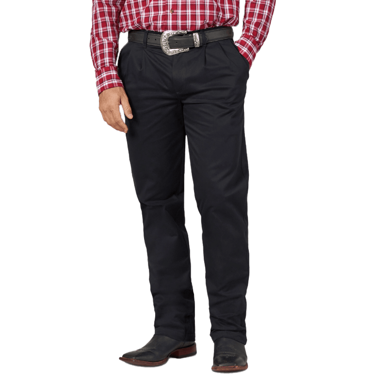 Wrangler Men's Black Pleated Fit Wrinkle Resistant Casual Pants