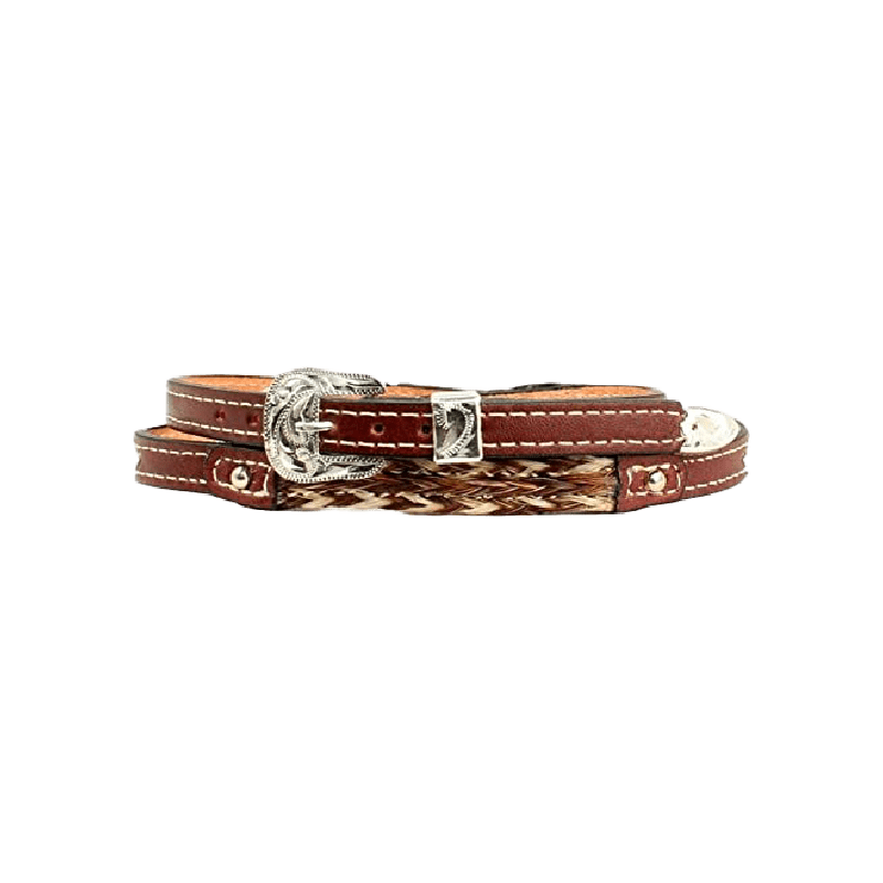 M&F Unisex Inch Leather Braided Horsehair Brown Hatband
