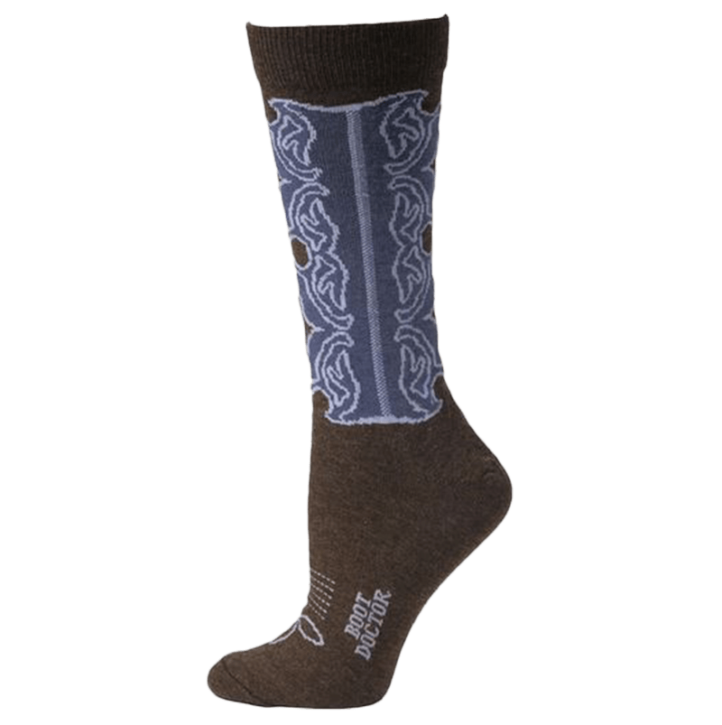 Boot Doctor Women's Western Stitch Desing Crew Blue Socks
