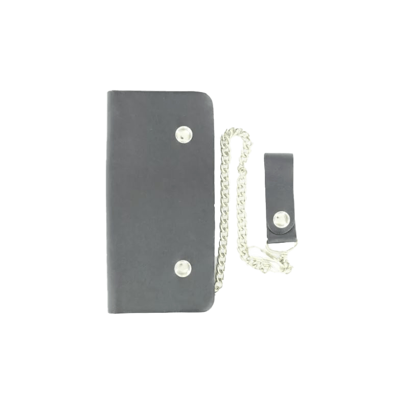 M&F Unisex Plain Leather Trucker Black Wallet